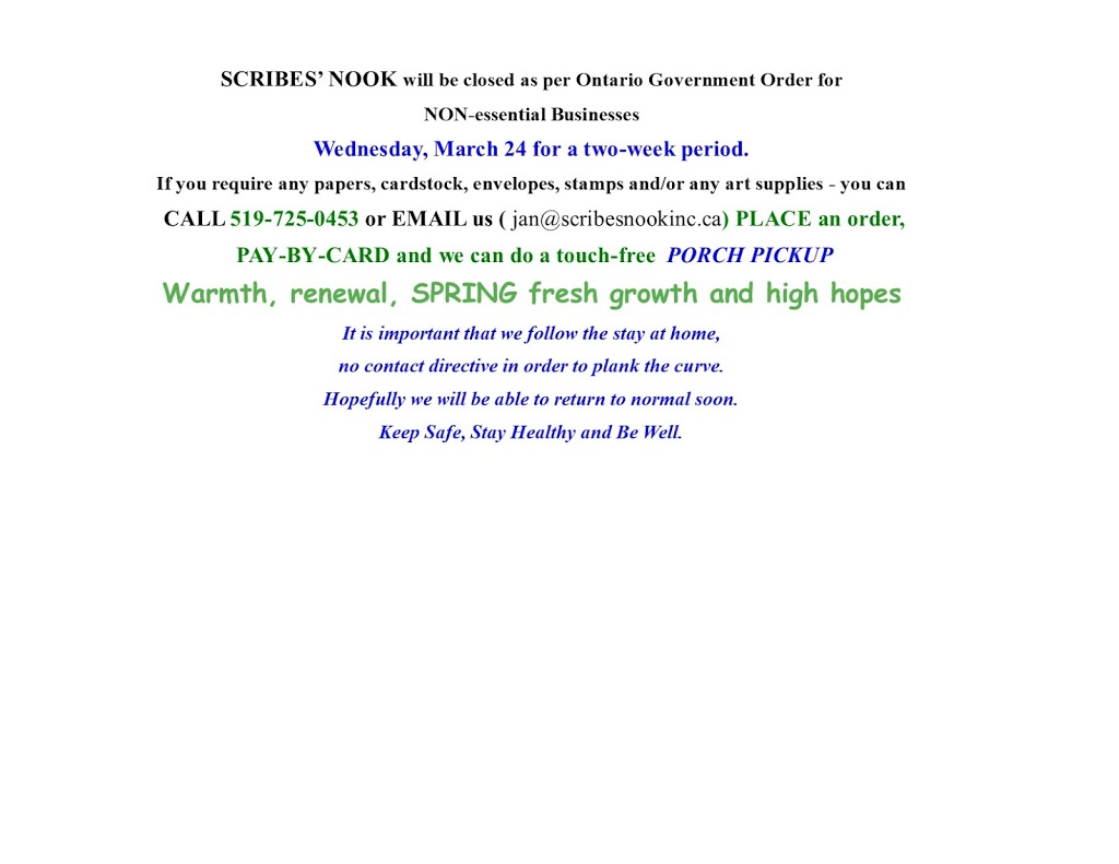 Scribes Nook Inc | 298C Marsland Dr, Waterloo, ON N2J 3Z1, Canada | Phone: (519) 725-0453