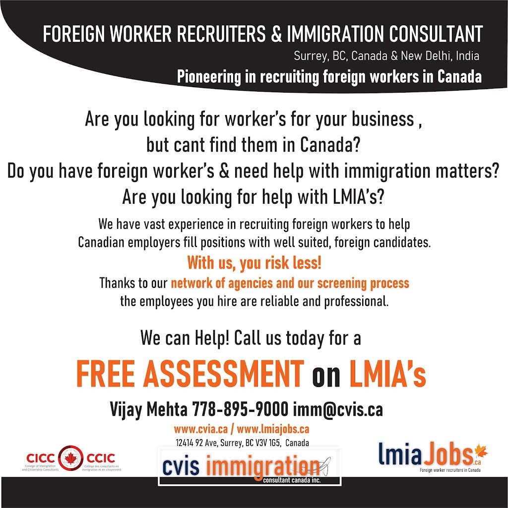 CVIS Immigration Consultant Canada Inc. | 12414 92 Ave, Surrey, BC V3V 1G5, Canada | Phone: (778) 895-9000