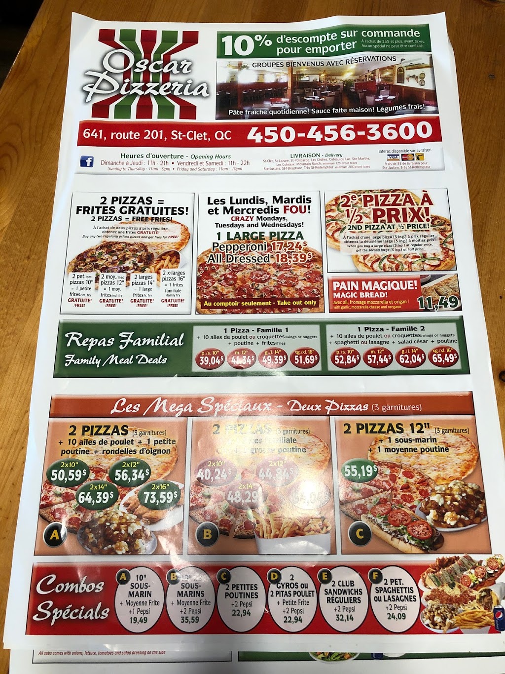 oscar pizzeria | 641 QC-201, Saint-Clet, QC J0P 1S0, Canada | Phone: (450) 456-3600