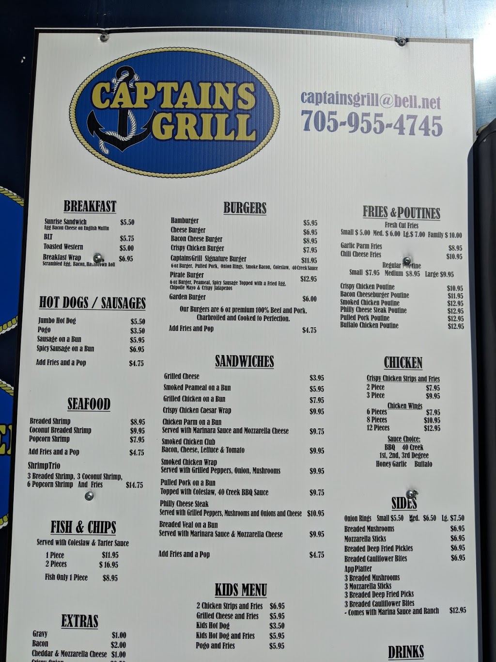 CAPTAINS GRILL | 7797 ON-11, Orillia, ON L3V 0Z8, Canada | Phone: (705) 955-4745