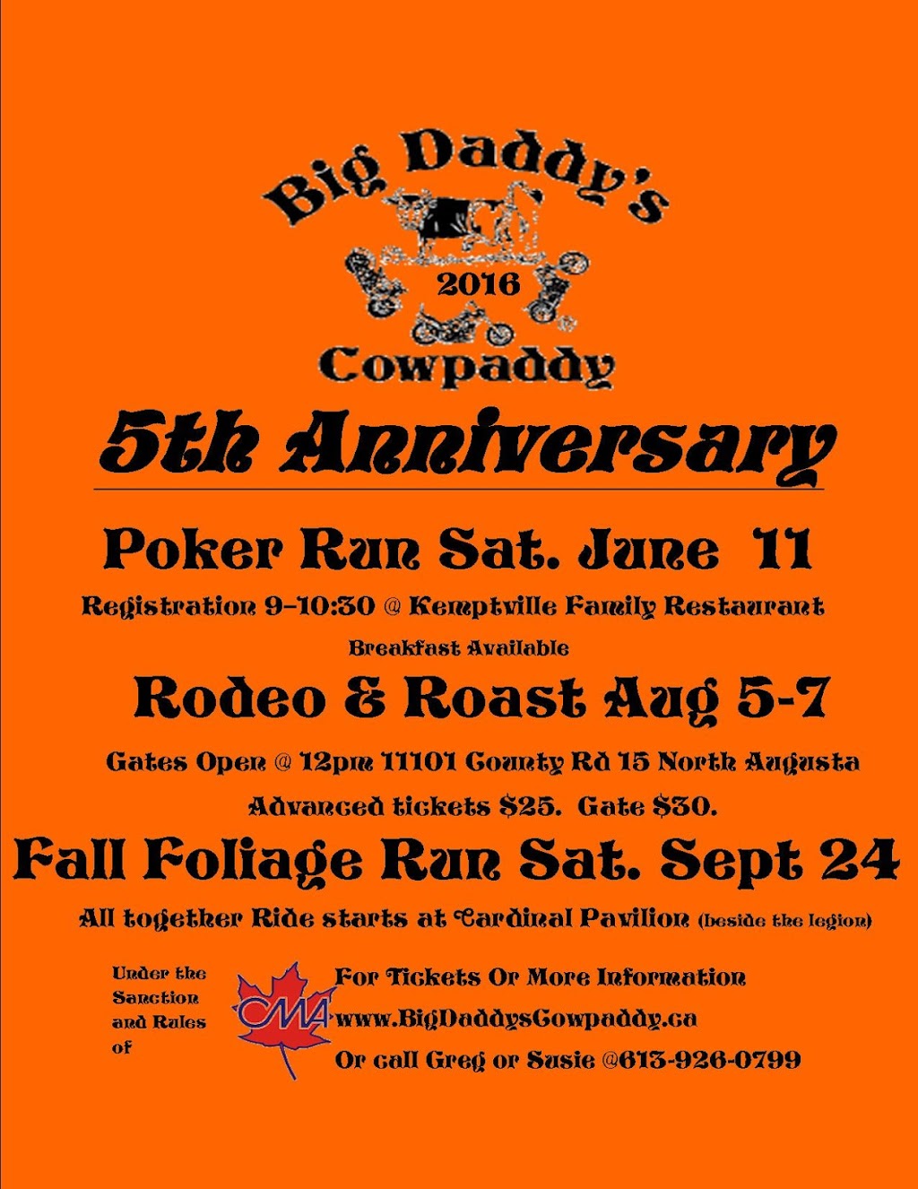 Big Daddys Cowpaddy Rodeo & Roast | point of interest | 11101 County Rd 15, North Augusta, ON K0G 1R0, Canada | 6139260799 OR +1 613-926-0799