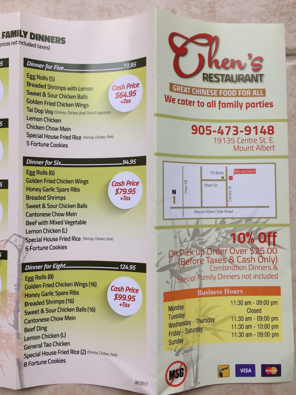 Chens Restaurant | 19135 Centre St, Mount Albert, ON L0G 1M0, Canada | Phone: (905) 473-9148