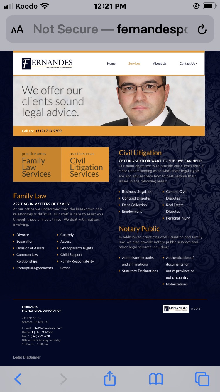 Fernandes Professional Corporation- Divorce and Civil Litigation | 731 Erie St E, Windsor, ON N9A 3Y3, Canada | Phone: (519) 713-9500