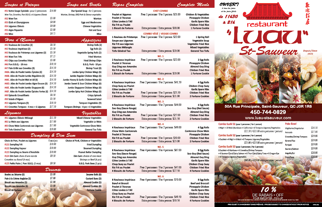 Restaurant Luau St-Sauveur | 50A Rue Principale, Saint-Sauveur, QC J0R 1R6, Canada | Phone: (450) 744-0829