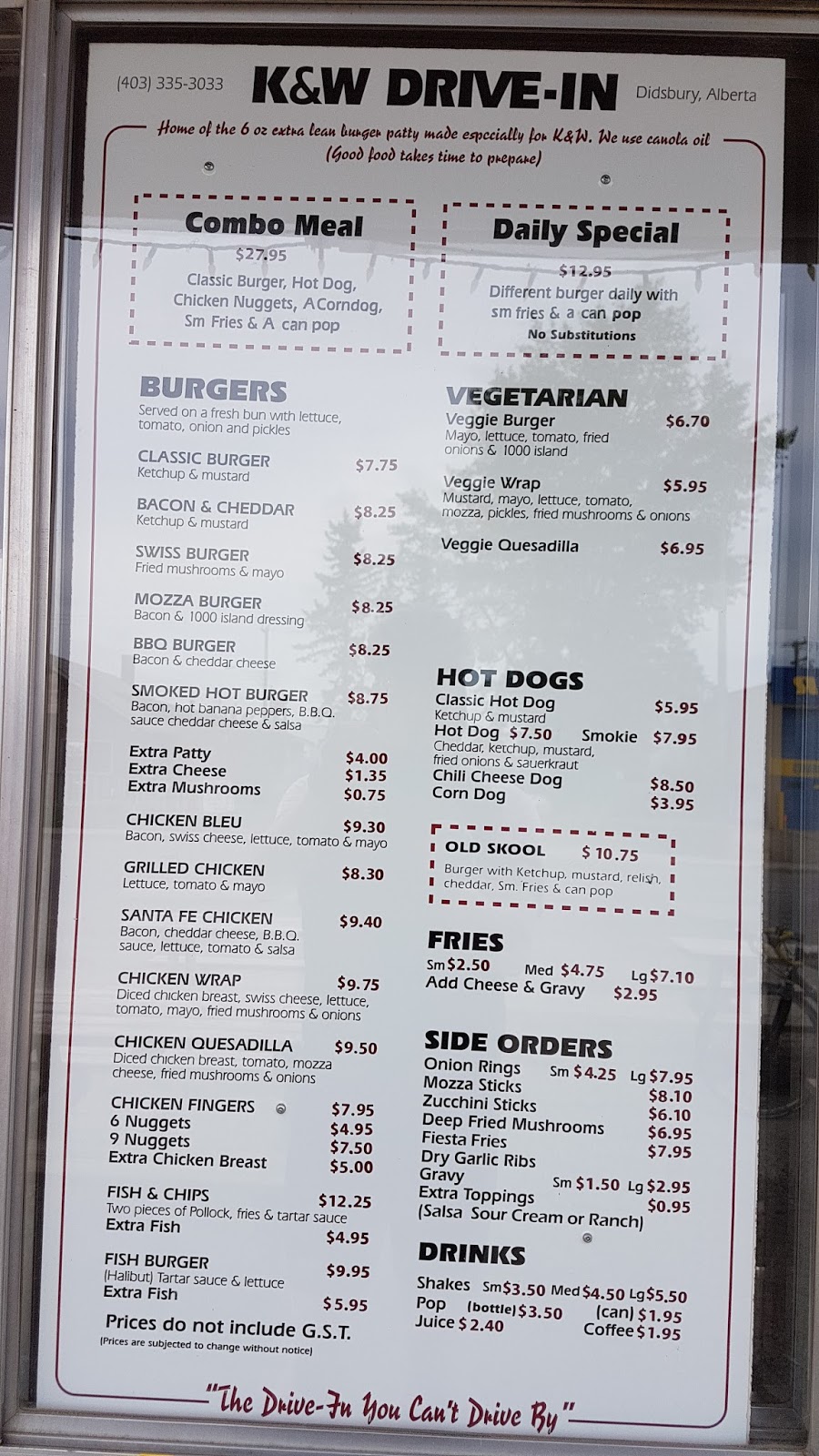 K&W Drive-In | 1725 20 Ave, Didsbury, AB T0M 0W0, Canada | Phone: (403) 335-3033