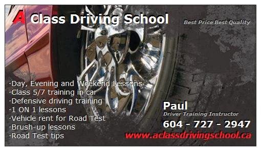 A Class Driving School | 12585 190a St #3, Pitt Meadows, BC V3Y 2J2, Canada | Phone: (604) 727-2947