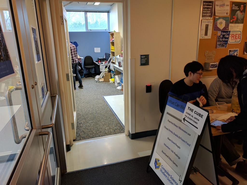 UBC Computer Science Student Society | ICICS Computer Science, 2366 Main Mall room 021, Vancouver, BC V6T 1Z4, Canada | Phone: (604) 822-8514