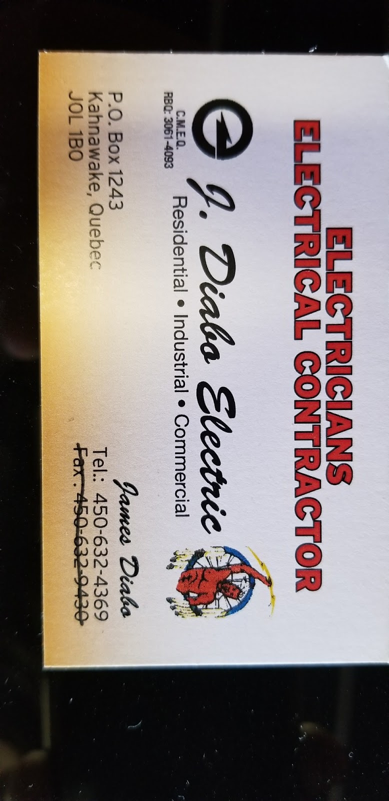 J DIABO ELECTRIC | 1243 BEAUVAIS RD, Kahnawake, QC J0L 1B0, Canada | Phone: (450) 632-4369