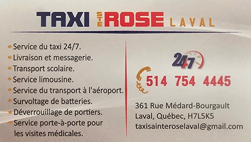 Taxi Sainte Rose Inc - Laval | 361 Rue Médard-Bourgault, Laval, QC H7L 5K5, Canada | Phone: (514) 754-4445