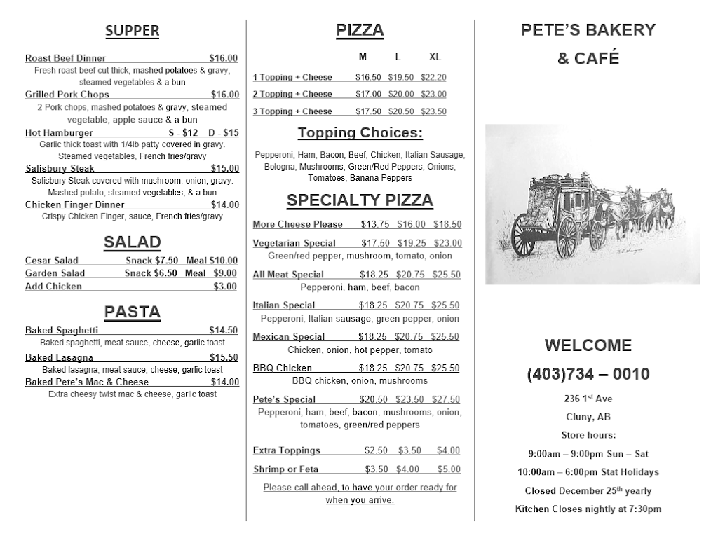 Petes Bakery | 1 Ave, Cluny, AB T0J 0S0, Canada | Phone: (403) 734-0010