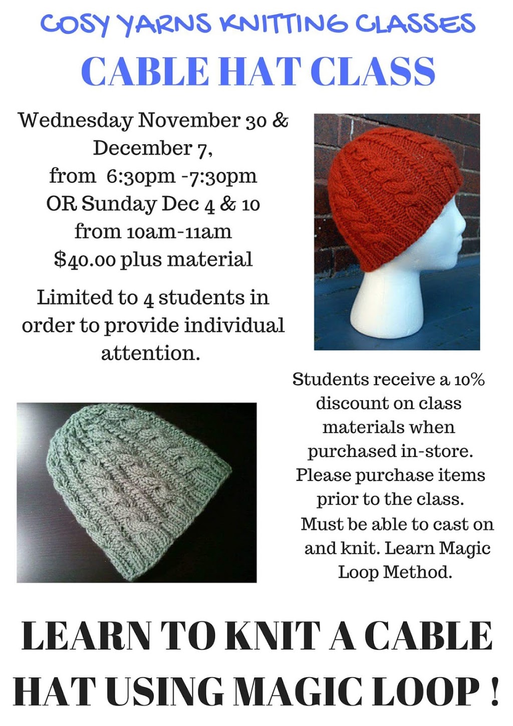 Cosy Yarns - Knitting Classes, Supplies & Gifts | 810 Quayside Dr, New Westminster, BC V3M 6B9, Canada | Phone: (604) 220-4794