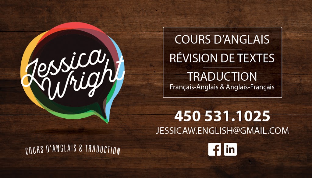 Jessica Wright, cours danglais et traduction | 178 Boulevard Yamaska, Cowansville, QC J2K 2G9, Canada | Phone: (450) 531-1025