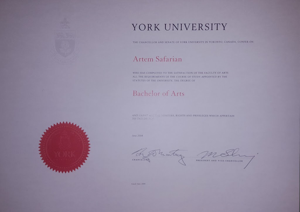 Artem Safarian, B.A TESOL | 36 Knapton Dr, Newmarket, ON L3X 3A9, Canada | Phone: (647) 705-4551