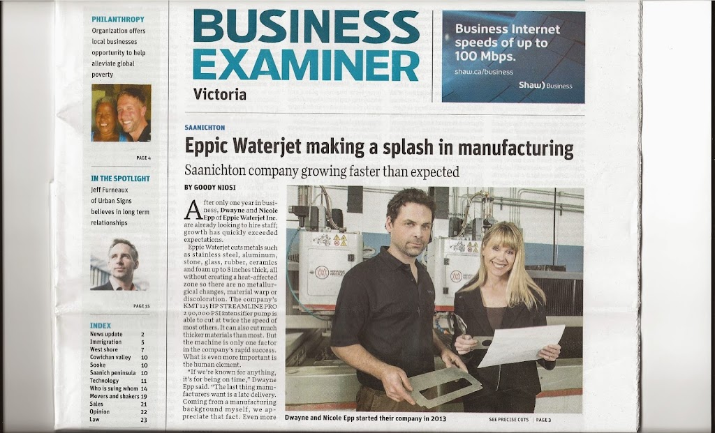 Eppic Waterjet Inc. | 1761 Sean Heights #105, Saanichton, BC V8M 0A5, Canada | Phone: (250) 882-9042