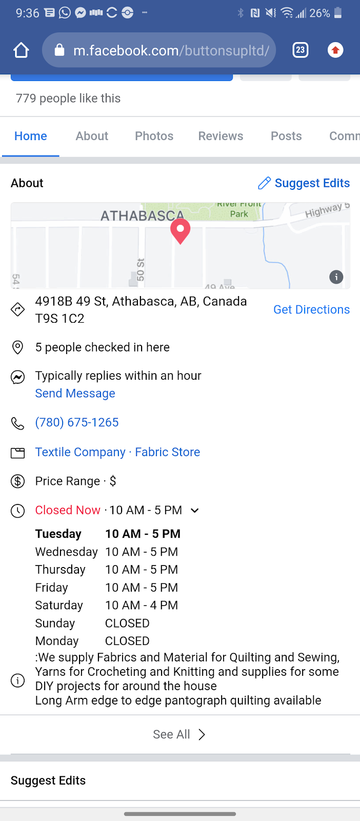 Buttons Up LTD | 49 St, Athabasca, AB T9S, Canada | Phone: (780) 675-1265