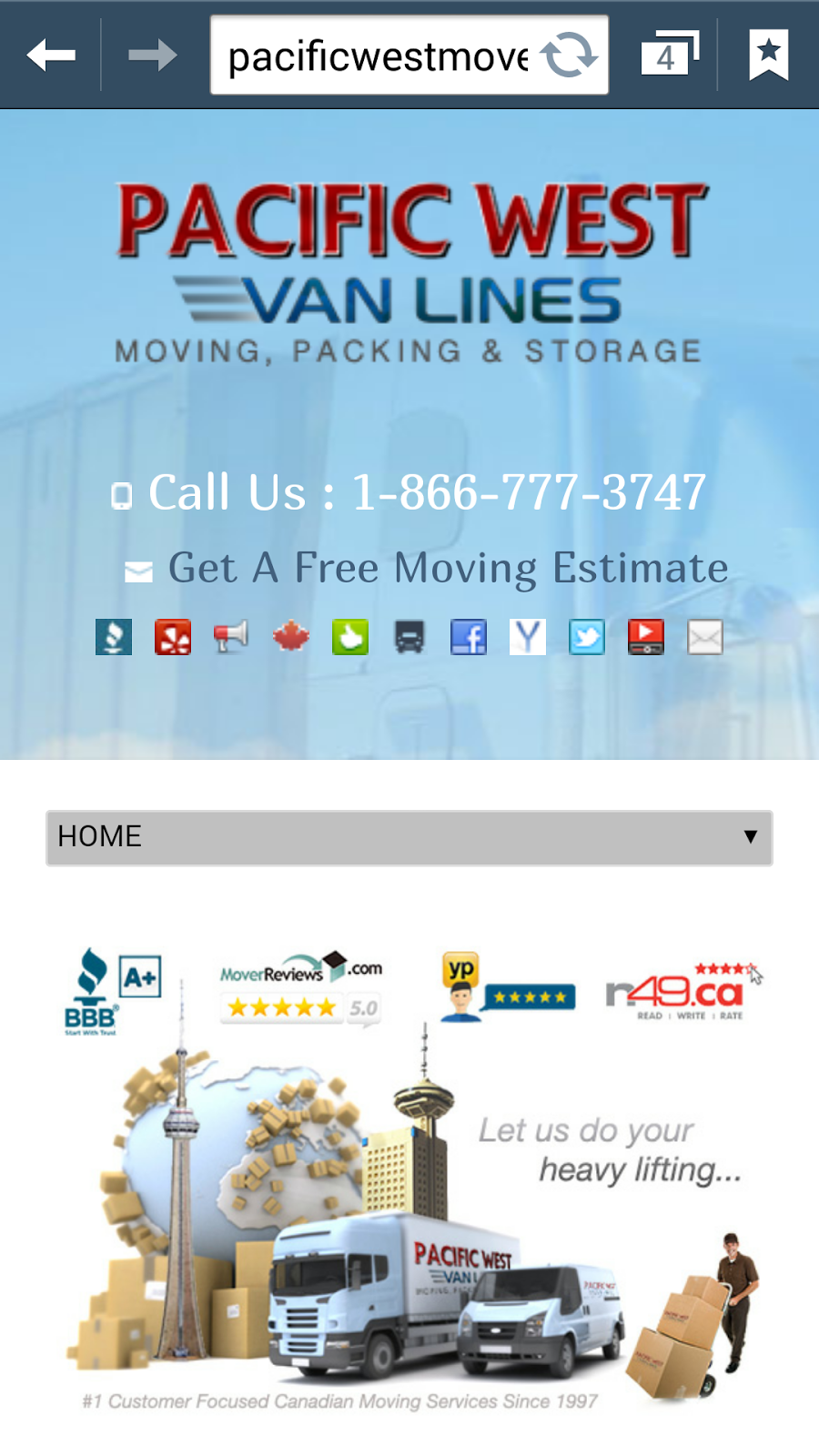 Pacific West Van Lines | 103-14273 Knox Way, Richmond, BC V6V 2Z4, Canada | Phone: (866) 777-3747