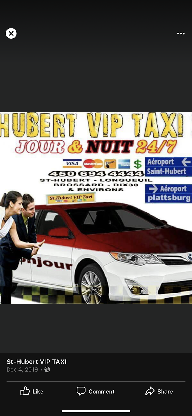 Taxi Vip StHubert | 6200 Rte de lAéroport, Saint-Hubert, QC J3Y 8Y9, Canada | Phone: (450) 694-4444