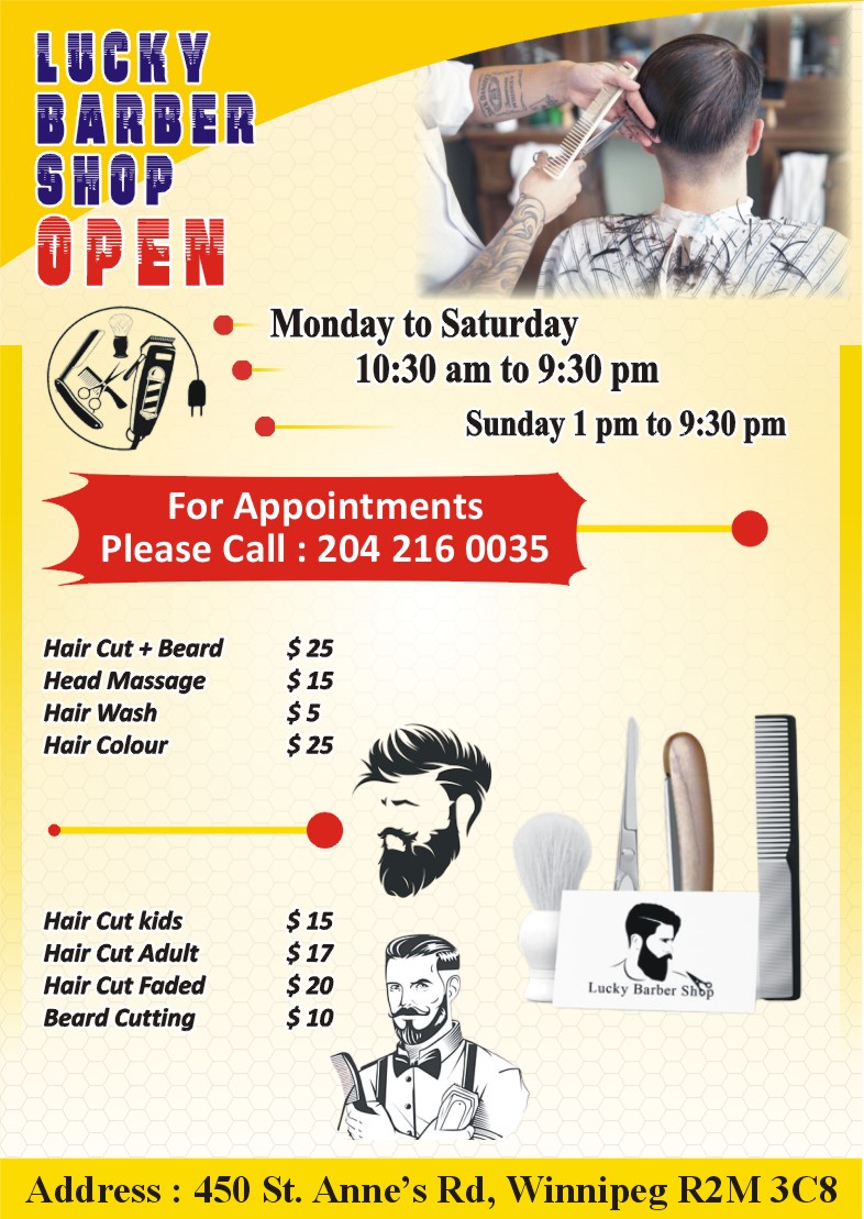 Lucky Barber shop | 450 St Annes Rd, Winnipeg, MB R2M 3C8, Canada | Phone: (204) 216-0035