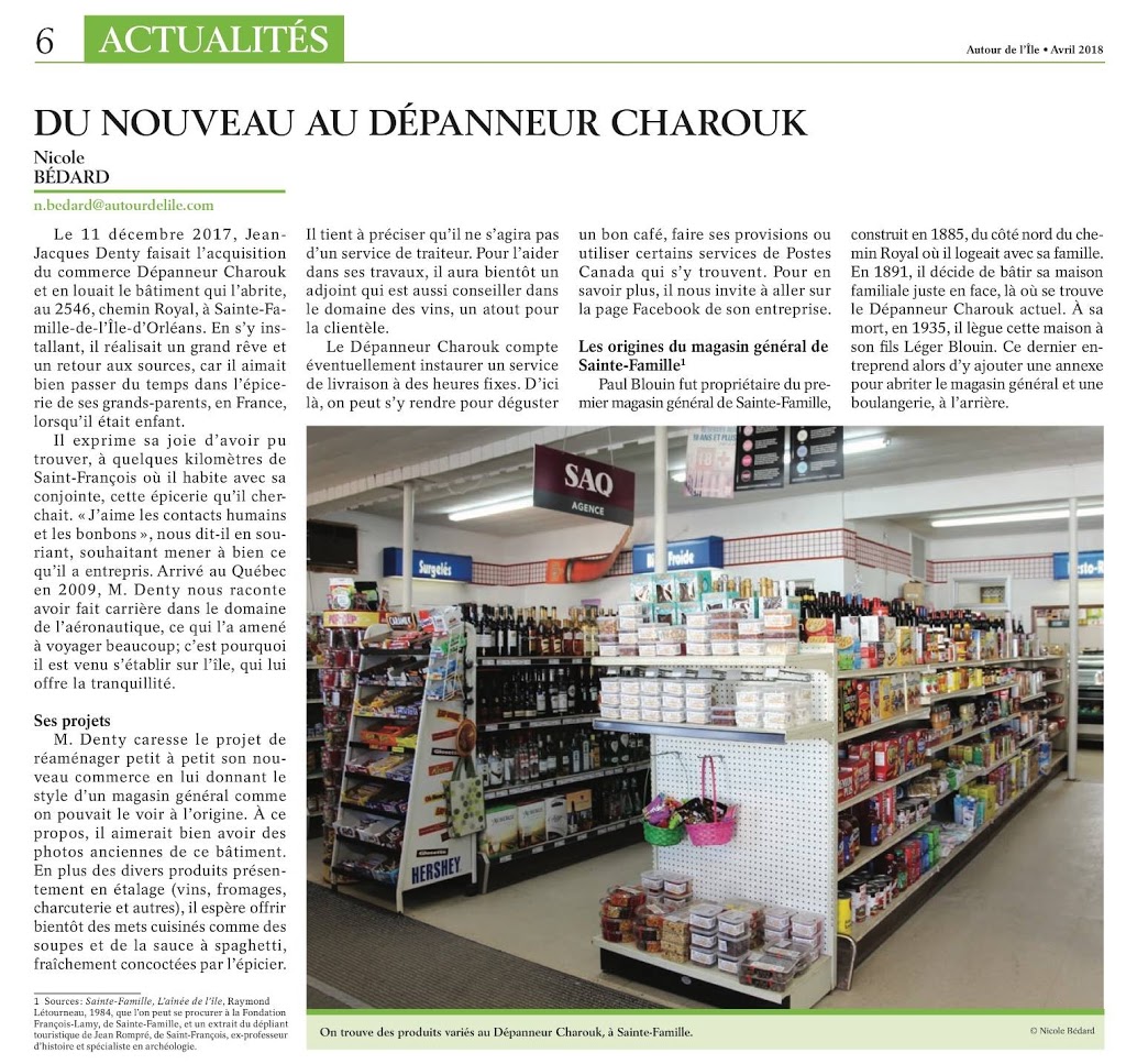 Dépanneur Charouk | 2546 Chemin Royal, Sainte-Famille, QC G0A 3P0, Canada | Phone: (418) 829-2284