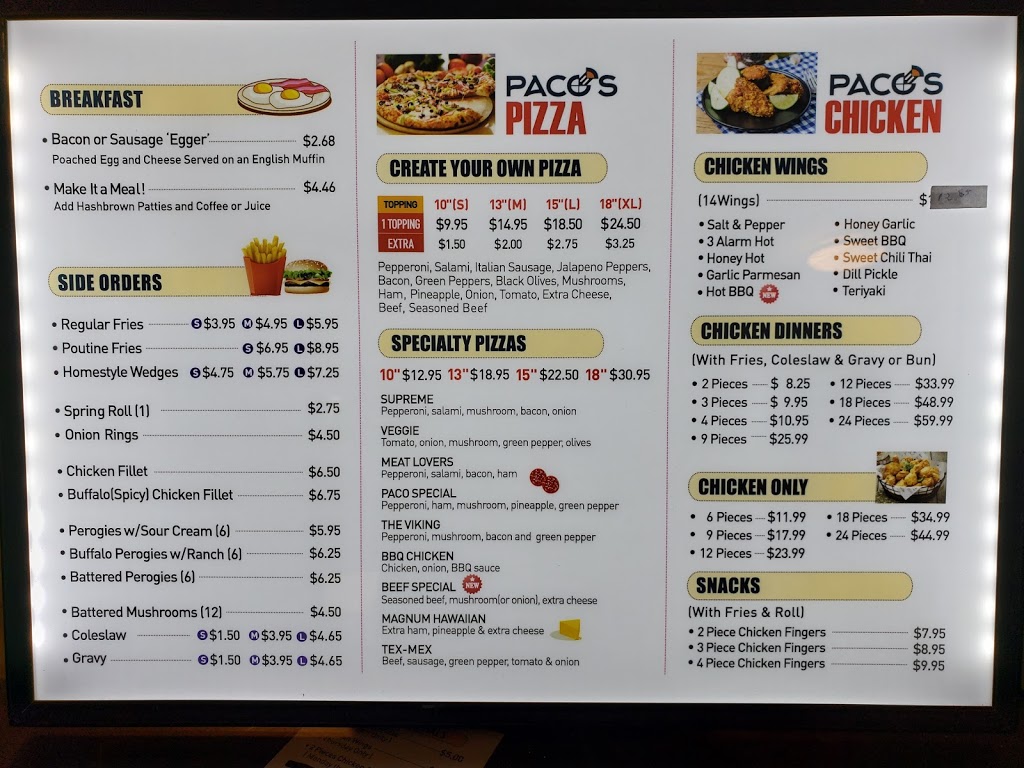 G & C / Pacos Pizza & Chicken | 98 3 Ave, Gimli, MB R0C 1B0, Canada | Phone: (204) 642-8742