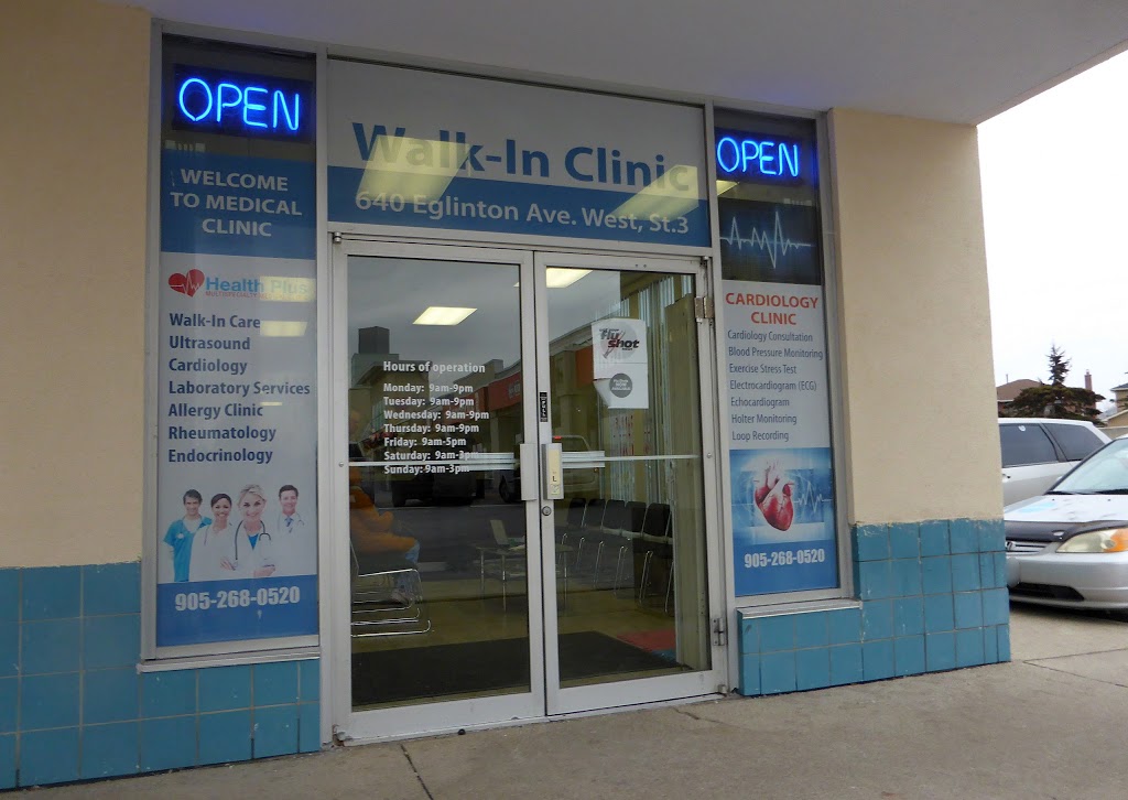 Health Plus Walk-In Clinic | 640 Eglinton Ave W #3, Mississauga, ON L5R 3V2, Canada | Phone: (905) 268-0520