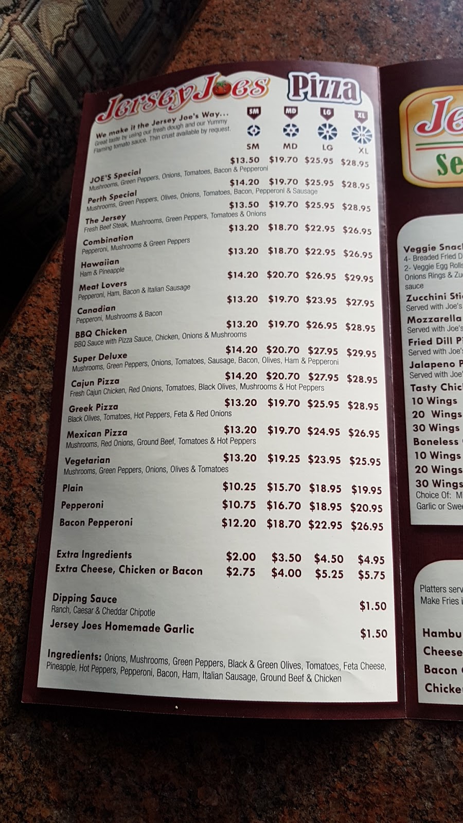 Jersey Joes Pizza & Subs | 41 Wilson St W, Perth, ON K7H 2N1, Canada | Phone: (613) 267-5559