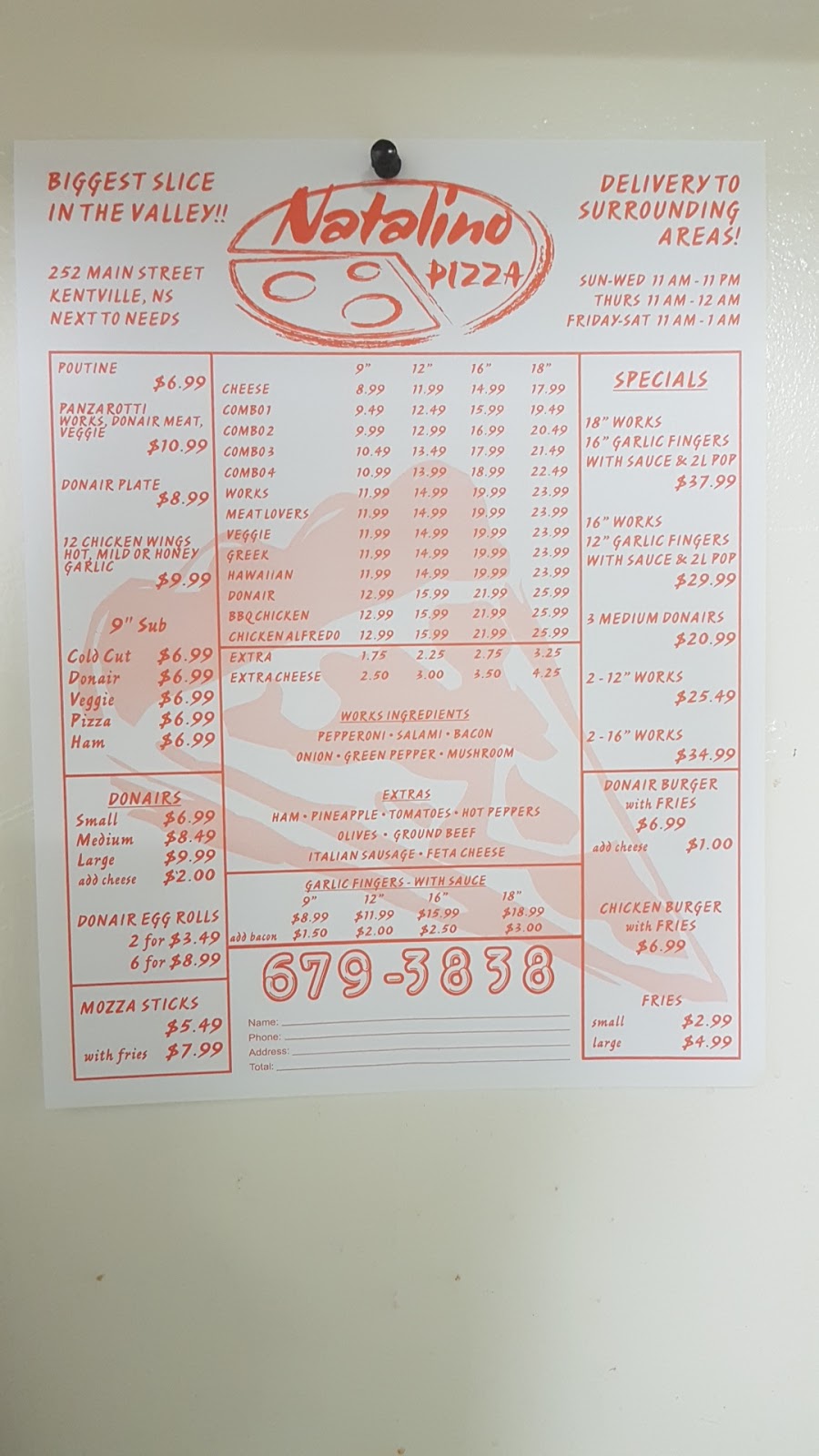 Natalino Pizza | 252 Main St, Kentville, NS B4N 1J9, Canada | Phone: (902) 679-3838