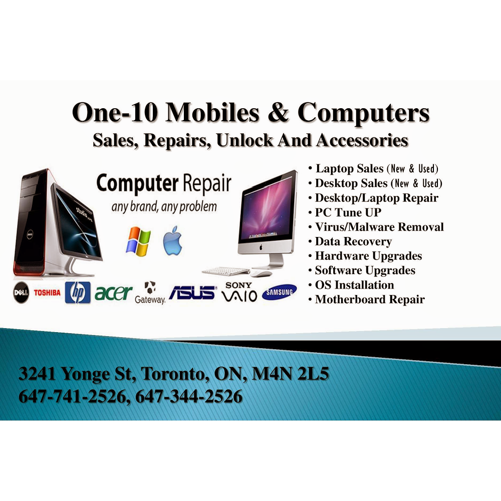One-10 Mobiles & Computers | 1712A Queen St E, Toronto, ON M4L 1G7, Canada | Phone: (647) 741-2526