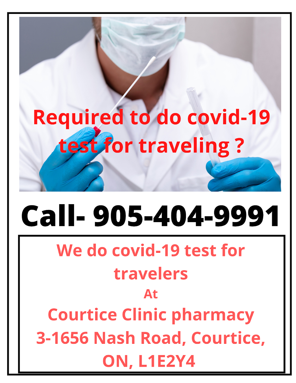 RT PCR Test for traveler | 1656 Nash Rd #3, Courtice, ON L1E 2Y4, Canada | Phone: (905) 404-9991