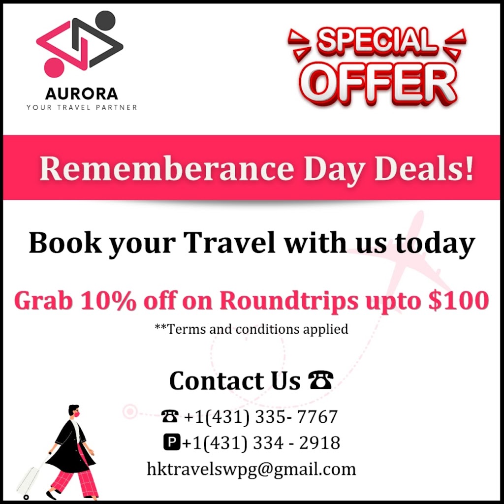 AURORA (YOUR TRAVEL PARTNER) | 76 Dorge Dr, Winnipeg, MB R3V 1M4, Canada | Phone: (431) 335-7767