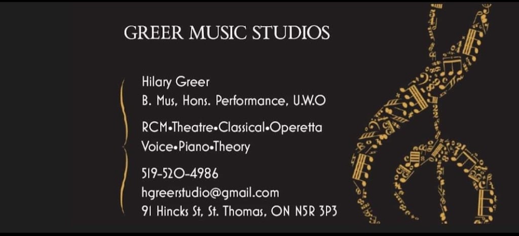 Hilary Greer - Greer Music Studios - St. Thomas, ON | 91 Hincks St, St Thomas, ON N5R 3P3, Canada | Phone: (519) 520-4986