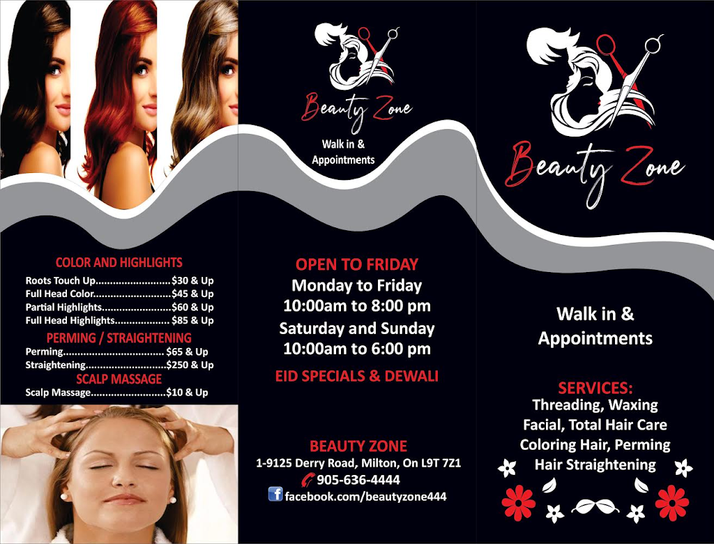 Beauty zone | 1-9125 Derry Rd, Milton, ON L9T 7Z1, Canada | Phone: (905) 636-4444
