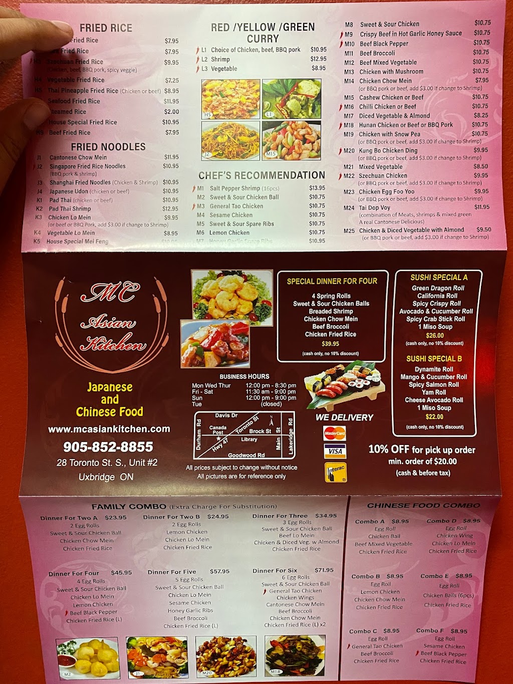 M.C. Asian Kitchen | 28 Toronto St S #2, Uxbridge, ON L9P 1P3, Canada | Phone: (905) 852-8855