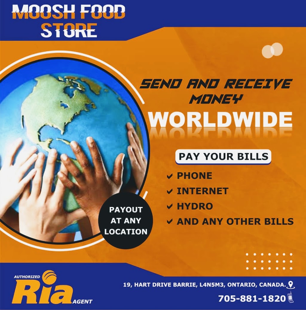 RIA MONEY TRANSFER AGENT Moosh convenience store | convenience store | 19 Hart Dr #104, Barrie, ON L4N 5M3, Canada | 7058811820 OR +1 705-881-1820