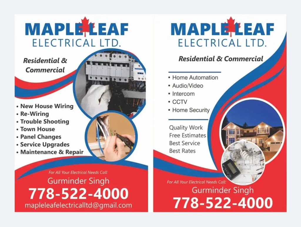 Maple Leaf Electrical Ltd | 14223 68 Ave, Surrey, BC V3W 2H5, Canada | Phone: (778) 522-4000
