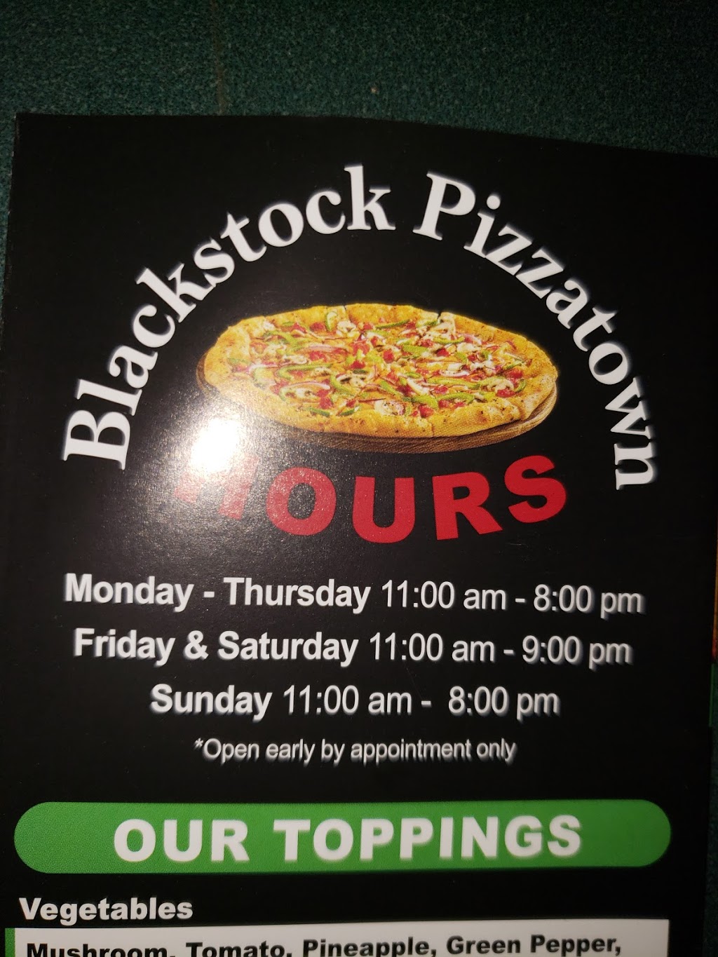 Blackstock Pizzatown | 14011 Old Scugog Rd, Blackstock, ON L0B 1B0, Canada | Phone: (905) 986-0800