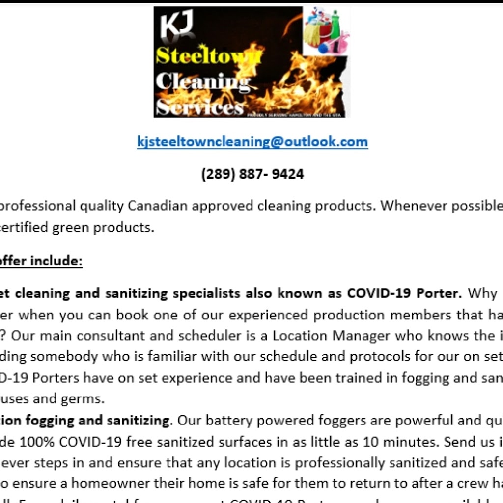 KJ Steeltown Cleaning | 92 Lockton Crescent, Hamilton, ON L8V 4R1, Canada | Phone: (905) 516-5347