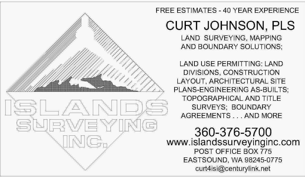 Islands Surveying, Inc. | 197 Miguel Ln, Eastsound, WA 98245, USA | Phone: (360) 376-5700