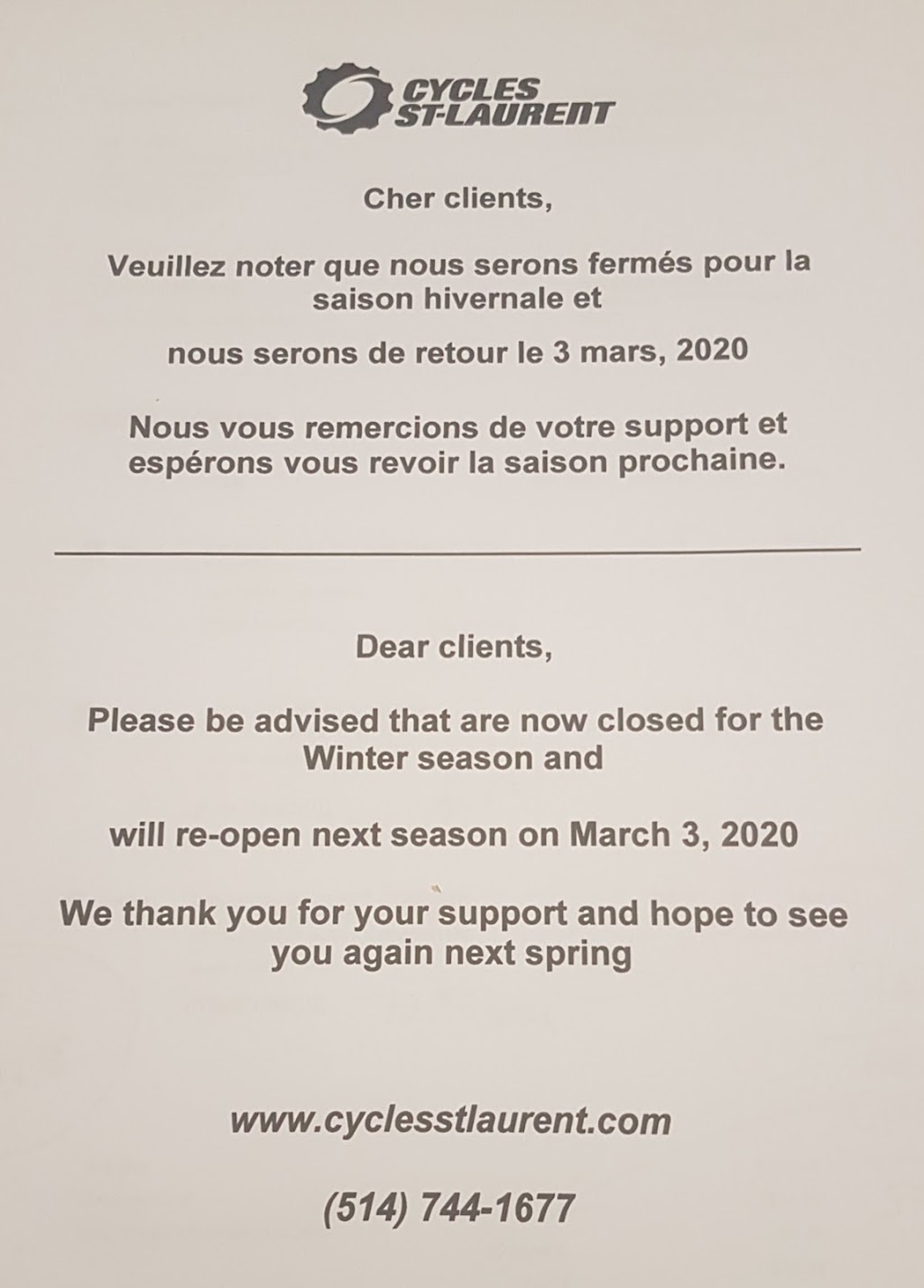 Cycles St-Laurent | 1344 Rue du Collège, Saint-Laurent, QC H4L 2L2, Canada | Phone: (514) 744-1677