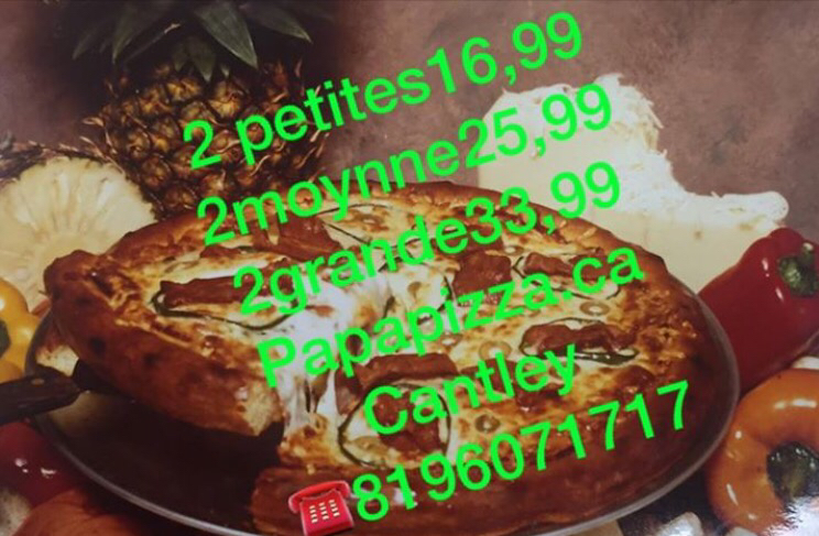 Papa pizza Cantley | 393 Montée de la Source, Cantley, QC J8V 0J2, Canada | Phone: (819) 607-1717