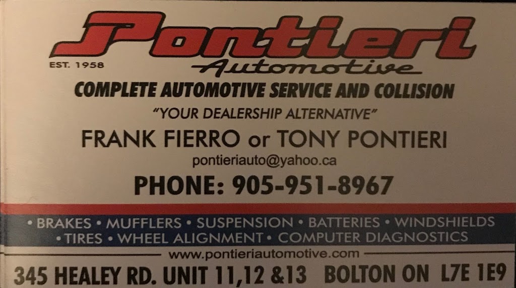 Pontieri Automotive Service Center | 345 Healey Rd Unit 12, Bolton, ON L7E 1E9, Canada | Phone: (905) 951-8967