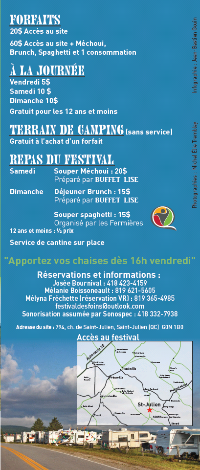 Festival des foins de St-Julien | 2382 2e Rang E, Saint-Joseph-de-Coleraine, QC G0N 1B0, Canada | Phone: (418) 423-4159