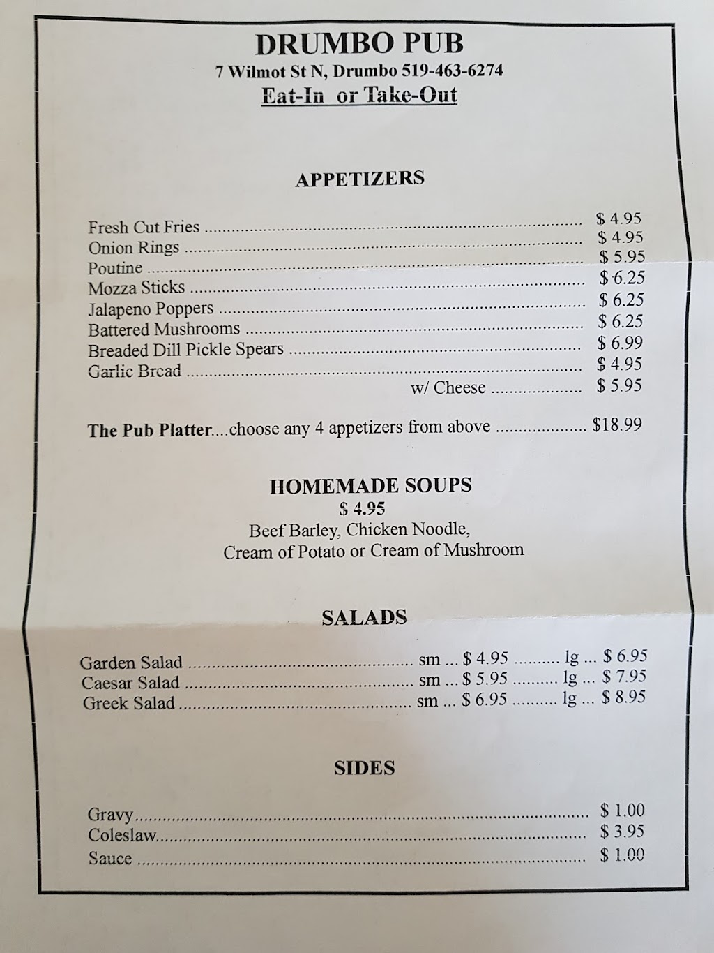 Drumbo Pub | 7 Wilmot St N, Drumbo, ON N0J 1G0, Canada | Phone: (519) 463-6274
