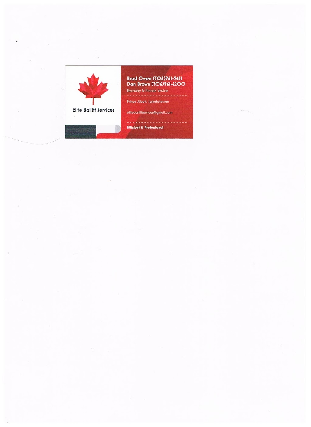Elite Bailiff Services Inc. | 1300 12 St W, Prince Albert, SK S6V 5V2, Canada | Phone: (306) 961-9451
