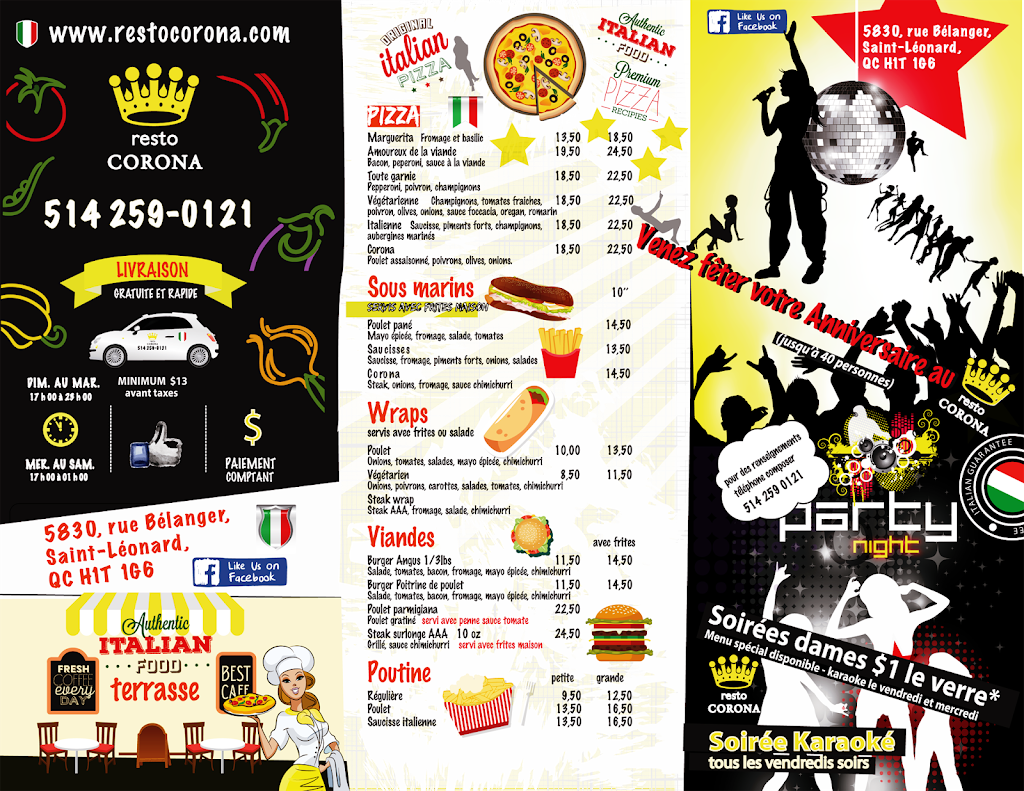 Resto Corona | 5830 Rue Bélanger, Saint-Léonard, QC H1T 1G6, Canada | Phone: (514) 259-0121