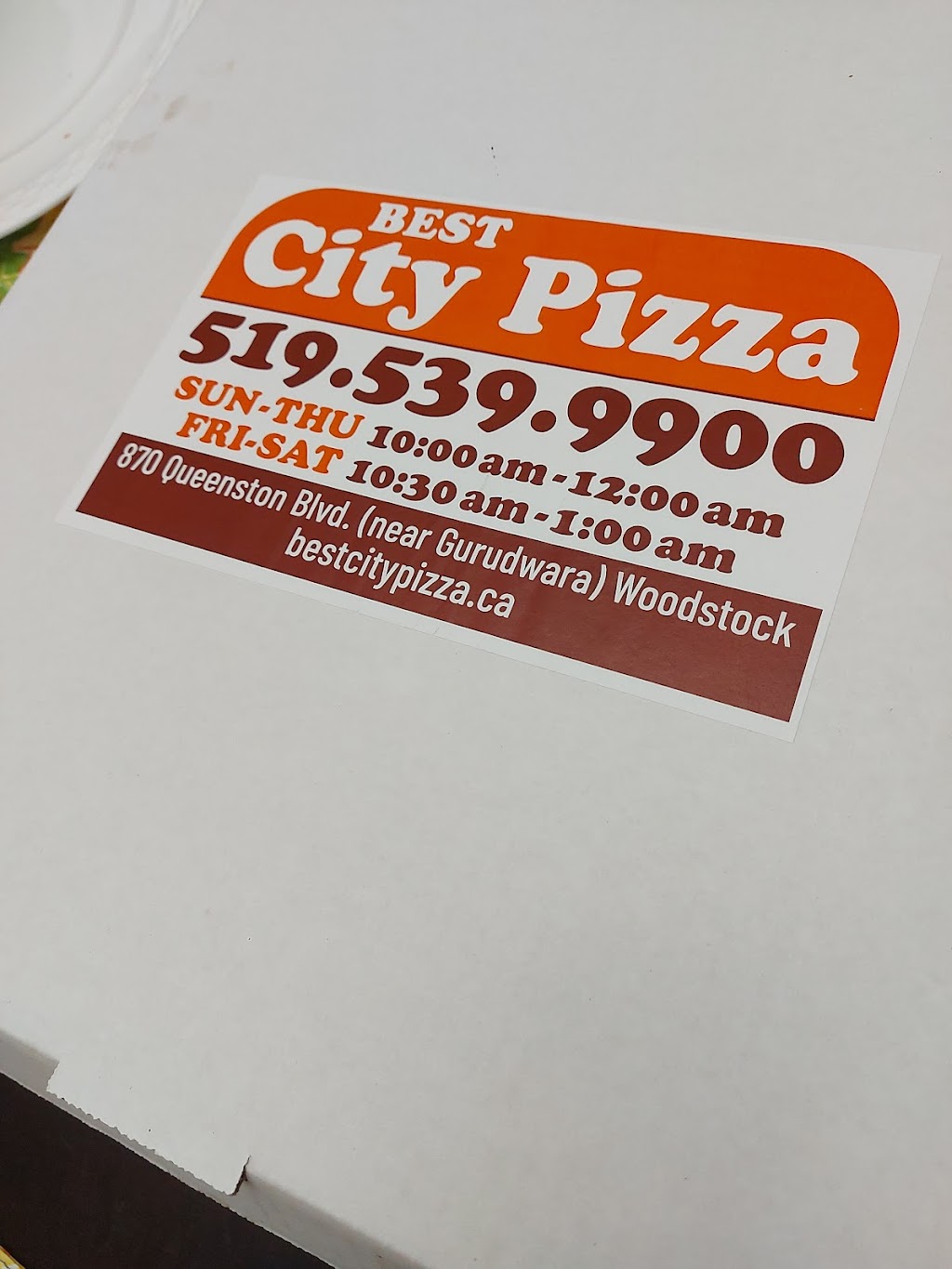 Best City Pizza | Kingsman Plaza 870 Queenston, Boulevard, Woodstock, ON N4T 0M4, Canada | Phone: (519) 539-9900