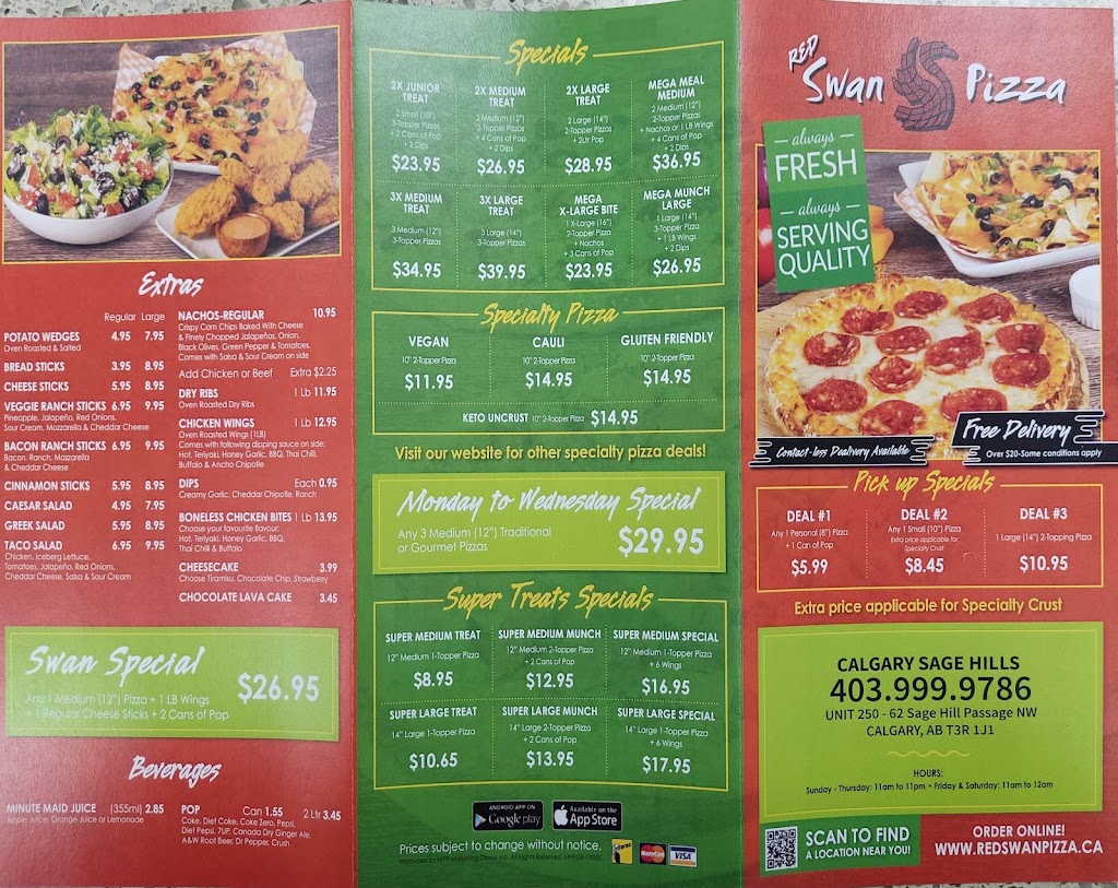 Red Swan Pizza | 62 Sage Hill Passage NW Unit 250, Calgary, AB T3R 1J1, Canada | Phone: (403) 999-9786