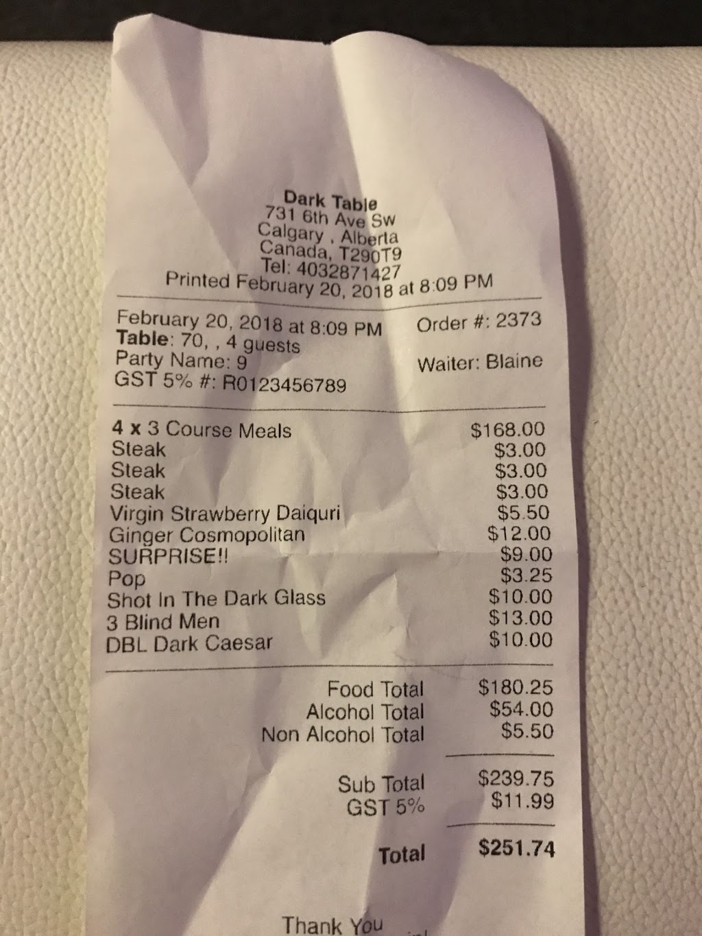 Dark Table | 731 6 Ave SW, Calgary, AB T2P 0T9, Canada | Phone: (403) 287-1427