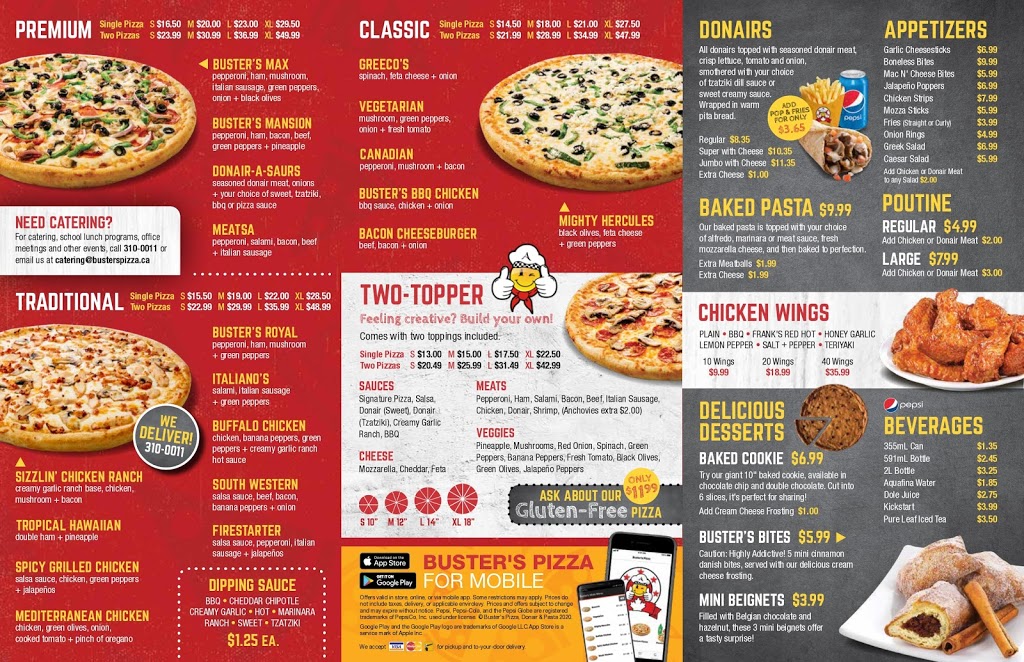 Busters Pizza, Donair & Pasta | 12716 137 Ave NW, Edmonton, AB T5L 4Y8, Canada | Phone: (780) 457-0025