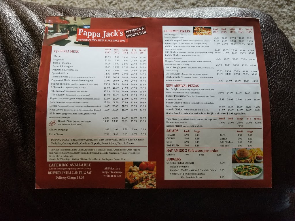 Pappa Jacks Pizzeria | 95 Government Rd, Weyburn, SK S4H 0N8, Canada | Phone: (306) 848-0314